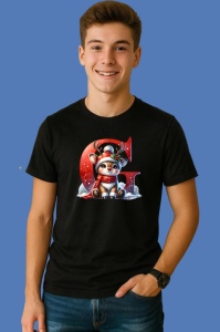 Tricou G Litera Craciun Cu Ren Si Fulgi, din bumbac 100% Copii | Dama | Barbat - Img 2