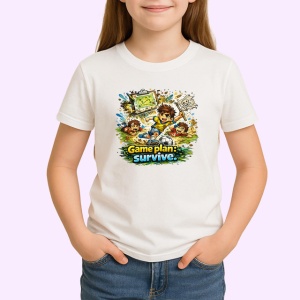Tricou Game Plan Survive Copii Fotbal Minge, din bumbac 100% , tricou alb pentru Copii | Dama | Barbat - Img 2