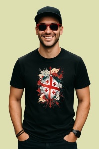 Tricou Georgia Steag Splash Art, Copii | Dama | Barbat, culoare negru