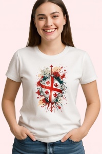 Tricou Georgia Steag Splash Art, Copii | Dama | Barbat