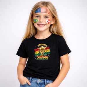 Tricou Ghana World Cup 2026 Fifa V2, din bumbac 100%, tricou negru, Copii | Dama | Barbat