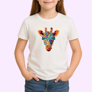 Tricou Girafa Colorata Stil Poligonal, Copii | Dama | Barbat - Img 2