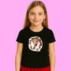 Tricou Girafa Cu Fundal Alb Si Zambet Craciun 3, din bumbac 100% Copii | Dama | Barbat