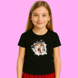 Tricou Girafa Cu Fundal Gri Si Crengute Craciun, din bumbac 100% Copii | Dama | Barbat - Img 3