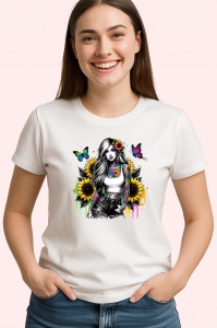 Tricou girl butterflies sunflower tattoo, fata cu fluturi floarea soarelui si tatuaj, Copii | Dama | Barbat