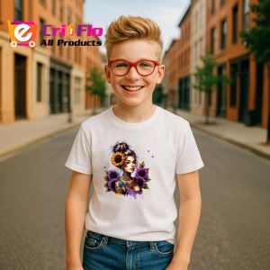 Tricou girl holding sunflower confident style, fata tinand floarea soarelui stil increzator, Copii | Dama | Barbat - Img 7