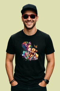 Tricou Girl hugging puppy with bow, fata cu catelus si fundita, Copii | Dama | Barbat , tricou negru - Img 4