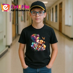 Tricou Girl hugging puppy with bow, fata cu catelus si fundita, Copii | Dama | Barbat , tricou negru - Img 5