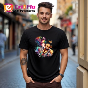Tricou Girl hugging puppy with bow, fata cu catelus si fundita, Copii | Dama | Barbat , tricou negru - Img 10