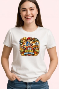 Tricou Goal Hunter Minge Fotbal Foc V1, din bumbac 100% , tricou alb pentru Copii | Dama | Barbat - Img 2