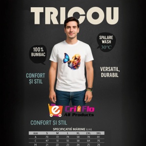 Tricou Golden Retriever cu fluture albastru si flori desen adorabil de vara Copii | Dama | Barbat Barbat - Img 10