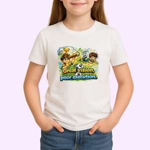 Tricou Great Vision Poor Execution Fotbal Amuzant, din bumbac 100% , tricou alb pentru Copii | Dama | Barbat - Img 2