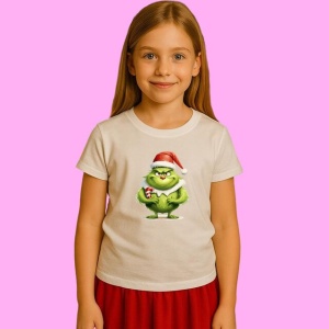 Tricou Grinch Cu Acadea Mos Craciun, din bumbac 100%, tricou alb, Copii | Dama | Barbat - Img 2