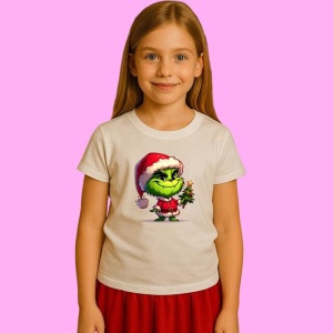 Tricou Grinch Cu Brad Si Costum Elegant De Craciun, din bumbac 100%, tricou alb, Copii | Dama | Barbat - Img 2
