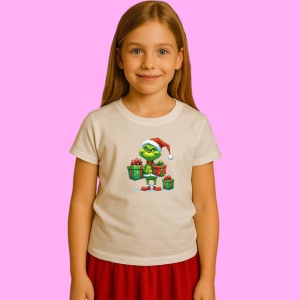 Tricou Grinch Cu Doua Cadouri, din bumbac 100% Copii | Dama | Barbat - Img 2