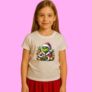 Tricou Grinch Cu Globuri Si Decor De Brad, din bumbac 100%, tricou alb, Copii | Dama | Barbat - Img 2