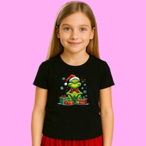 Tricou Grinch Cu Zapada Si Cadouri, din bumbac 100% Copii | Dama | Barbat