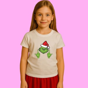 Tricou Grinch Middle Finger Funny Grinch Face, din bumbac 100%, tricou alb, Copii | Dama | Barbat
