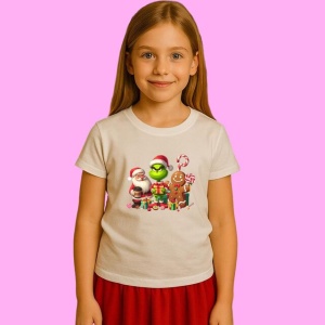 Tricou Grinch Santa Family Cocoa, din bumbac 100%, tricou alb, Copii | Dama | Barbat
