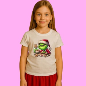 Tricou Grinch Si Turta Dulce Prajituri De Iarna, din bumbac 100%, tricou alb, Copii | Dama | Barbat - Img 2