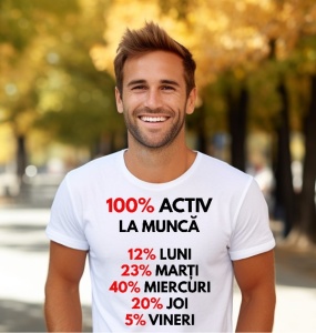 Tricou haios personalizat pentru barbati 100% Activ la munca!