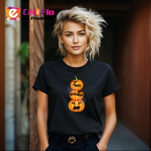 Tricou Halloween Dovleci 3, din bumbac 100%, tricou negru, Dama | Barbat - Img 6