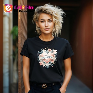 Tricou Happy Mothers Day Floral, din bumbac 100%, tricou negru, Dama | Barbat - Img 6