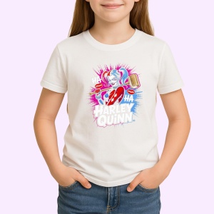 Tricou harley quinn bata fundal albastru, Copii | Dama | Barbat - Img 3