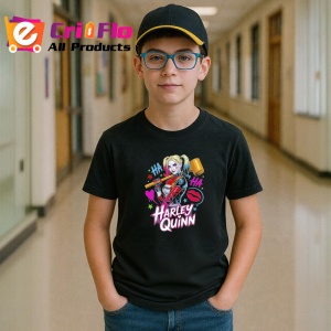 Tricou Harley quinn zambet si par roz, Copii | Dama | Barbat , tricou negru - Img 5