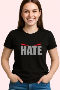 Tricou Hate Mesaj Grafic Text Alb Negru Rosu, din bumbac 100%, tricou negru Copii | Dama | Barbat - Img 3