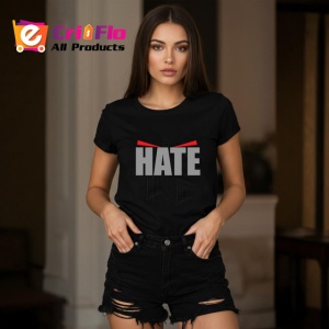 Tricou Hate Mesaj Grafic Text Alb Negru Rosu, din bumbac 100%, tricou negru Copii | Dama | Barbat - Img 7