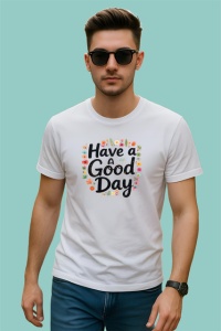 Tricou Have A Good Day Flori Colorate Fundal Gri, din bumbac 100% , tricou alb pentru Copii | Dama | Barbat - Img 3