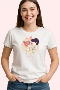 Tricou Hmmm Valentines Day Cuplu Amuzant, din bumbac 100% , tricou alb pentru Copii | Dama | Barbat - Img 3