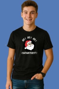 Tricou Ho Ho Ho Craciun Fericit 3, din bumbac 100% Copii | Dama | Barbat