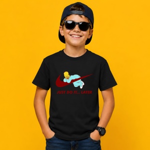 Tricou Homer Simpson Lazy Vibe Logo Grena Urban Street Art, din bumbac 100%, tricou negru, Copii | Dama | Barbat