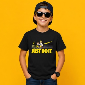 Tricou Homer Simpson Logo Galben Desen Animat, din bumbac 100%, tricou negru, Copii | Dama | Barbat - Img 3