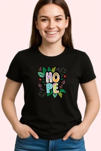 Tricou Hope Design Floral Verde Natura, din bumbac 100%, tricou negru Copii | Dama | Barbat - Img 3