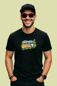 Tricou Hungry For Goal Minge Fotbal Design Dinamic V1, din bumbac 100%, tricou negru Copii | Dama | Barbat - Img 3