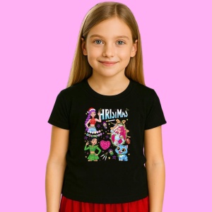 Tricou Huntrix K Pop Hunters Demon Colaj Happy Christmas Personaje, din bumbac 100%, tricou negru, Copii | Dama | Barbat - Img 2