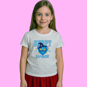 Tricou Huntrix K Pop Hunters Demon Derpy Mascot Albastru Editie 2025, din bumbac 100%, tricou alb, Copii | Dama | Barbat - Img 2