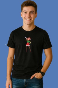 Tricou Huntrix K Pop Hunters Demon Fata Costum Verde Spiridus Craciun, din bumbac 100%, tricou negru, Copii | Dama | Barbat - Img 3