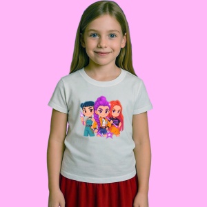 Tricou Huntrix K Pop Hunters Demon Grup Fete Ilustratie Colorata, din bumbac 100%, tricou alb, Copii | Dama | Barbat