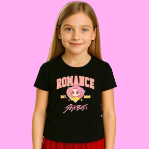 Tricou Huntrix K Pop Hunters Demon Romance Portret Roz Pastel, din bumbac 100%, tricou negru, Copii | Dama | Barbat - Img 2