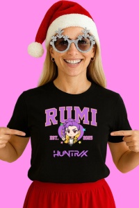 Tricou Huntrix K Pop Hunters Demon Rumi Portret Mov Huntrix, din bumbac 100%, tricou negru, Copii | Dama | Barbat