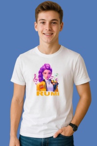 Tricou Huntrix K Pop Hunters Demon Rumi Portret Solo Muzical, din bumbac 100%, tricou alb, Copii | Dama | Barbat - Img 3