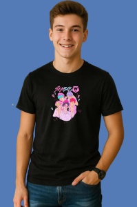 Tricou Huntrix K Pop Hunters Demon Saja Boys Pastel Grup Portret, din bumbac 100%, tricou negru, Copii | Dama | Barbat - Img 3