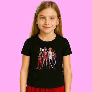 Tricou Huntrix K Pop Hunters Demon Scena Personaj Kpop Concert Craciun, din bumbac 100%, tricou negru, Copii | Dama | Barbat