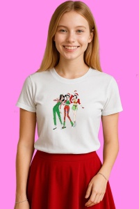 Tricou Huntrix K Pop Hunters Demon Trio Fete Pozitie Dinamica Verde, din bumbac 100%, tricou alb, Copii | Dama | Barbat - Img 3