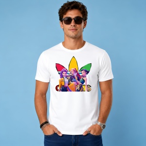 Tricou Huntrix K-Pop Style Urban Neon Purple Streetwear, din bumbac 100% Copii | Dama | Barbat - Img 2
