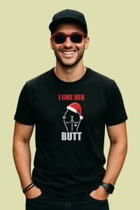 Tricou I Like Her Butt Funny, din bumbac 100%, tricou negru, Dama | Barbat - Img 1